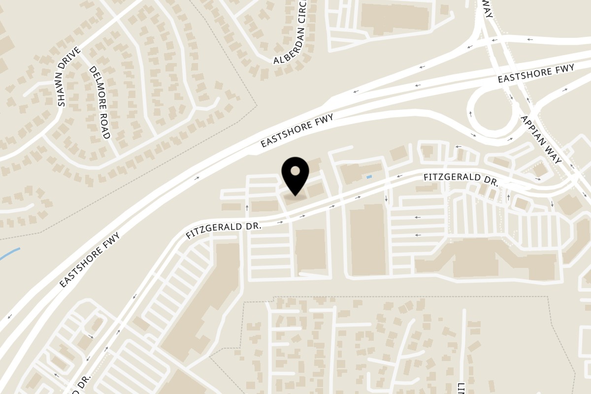 Map showing the location of Que Onda Tacobar Pinole on 1473 Fitzgerald Dr Unit 102 in Pinole